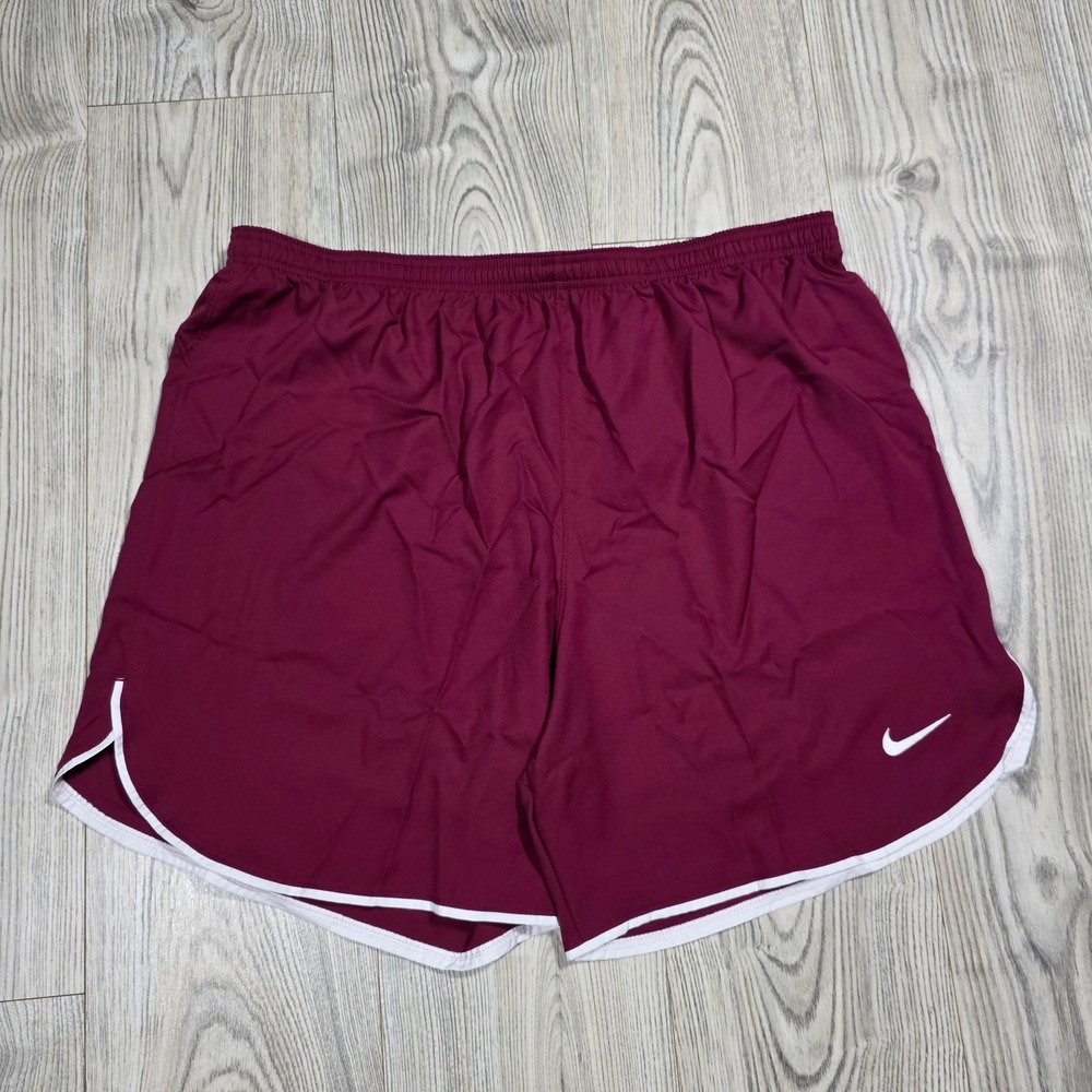 Nike Dri-FIT Laser Woven V Shorts Slim Fit- Maroon White - Mens XXL